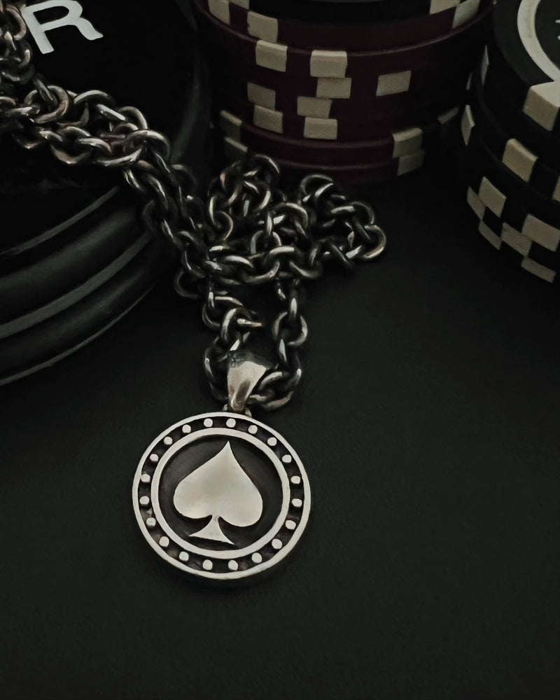 Poker knight II pendant on oxidized chain