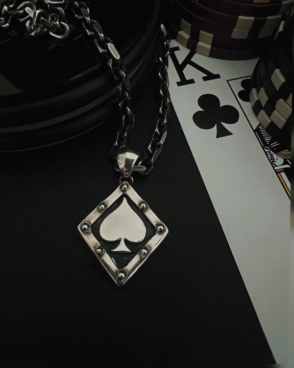 Poker Knight Pendant on Heavy Oxidised Chain