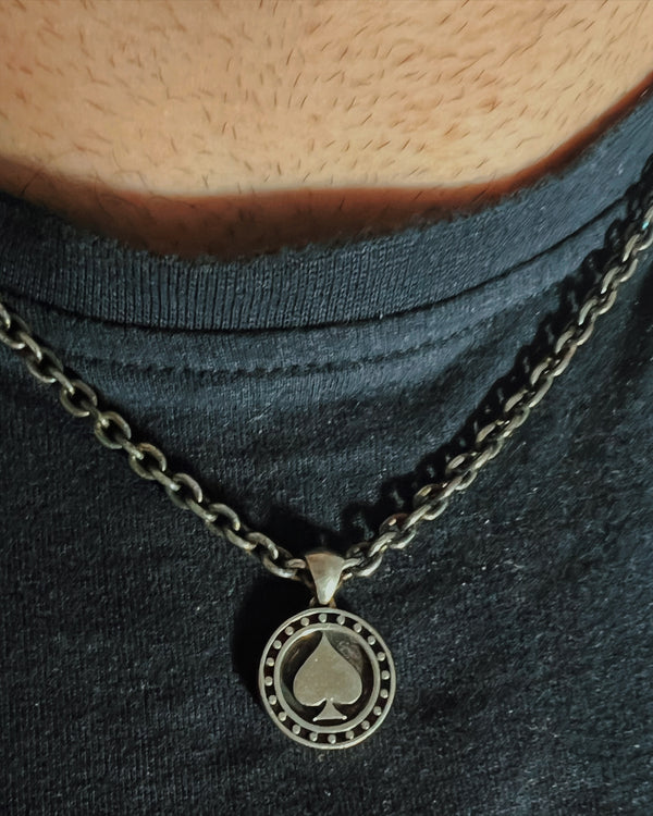 Poker knight II pendant on oxidized chain