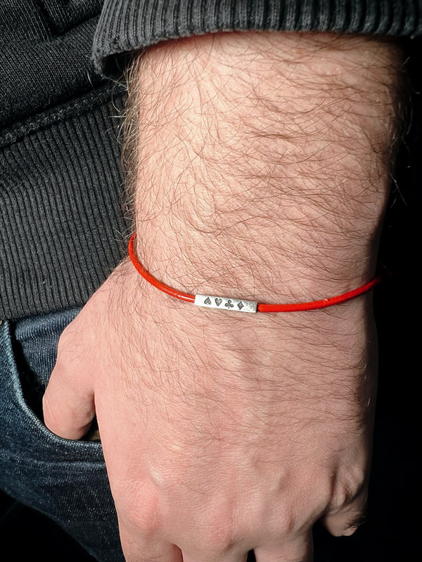 Lucky Red Leather & Silver Bracelet