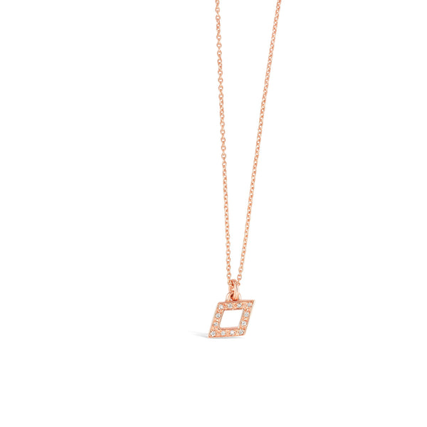 On Tilt Diamond Necklace - Rose Gold Vermeil & Diamonds
