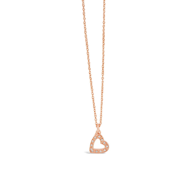 On Tilt Heart Necklace - Rose Gold Vermeil & Diamonds