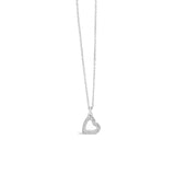 On Tilt Heart Necklace - Silver & Diamonds